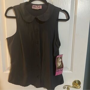 Bettie Page Gray Retro Sleeveless Blouse